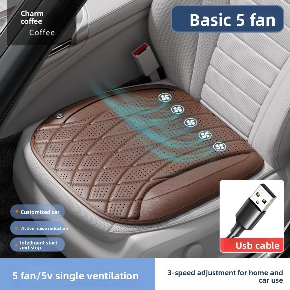 New USB Car Seat Cushion with 5 Fans Breathable Seat Cooling Pad Home Car Dual-use Radiative Office Seat Cushion Summer