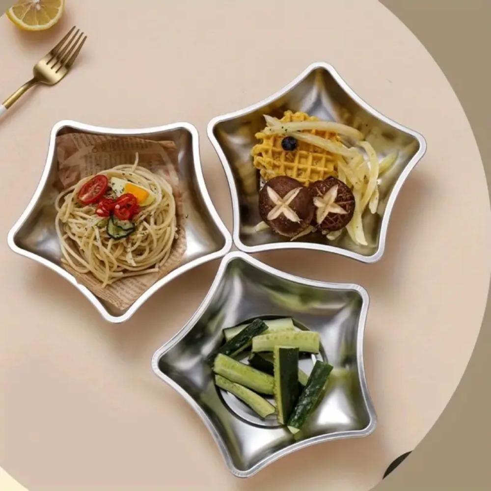 

Perfect Stainless Steel Star-Shaped Plate Multipurpose Fruits Dish Snacks Plate Parties
