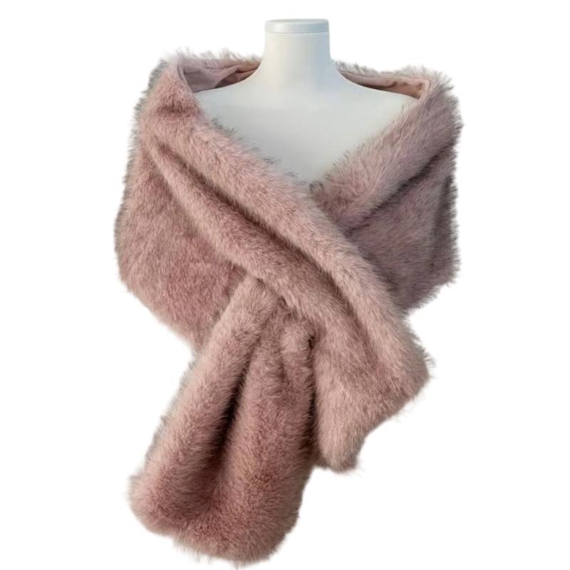 Soft Shawl Winter Scarf Warm Plush Shawl For Women Men Lightweight Polyester Cold Weather Accessory
