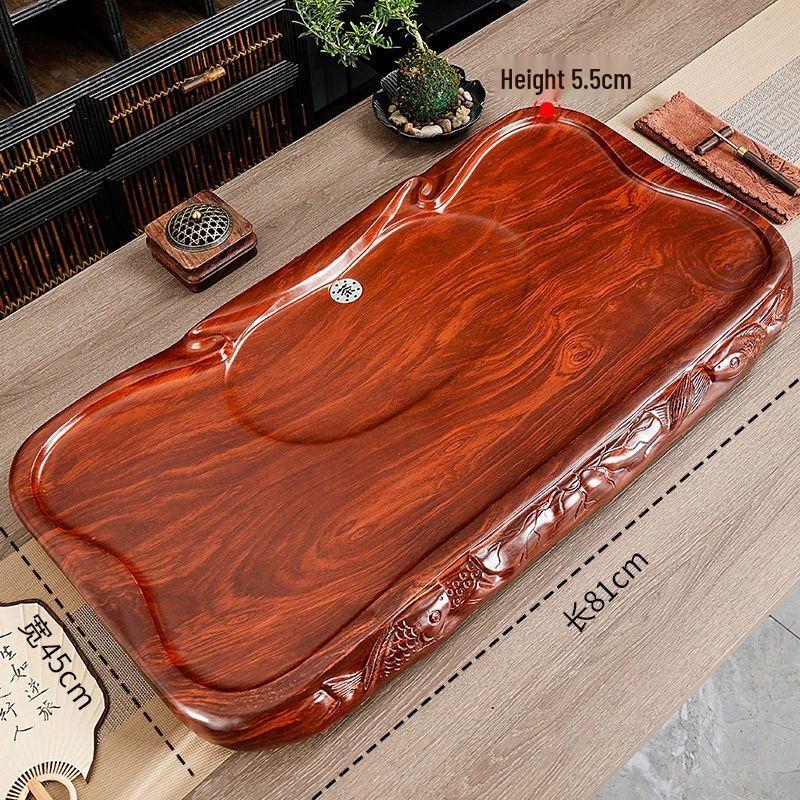 Solid Wood Drainage Tea Tray with Drawer
