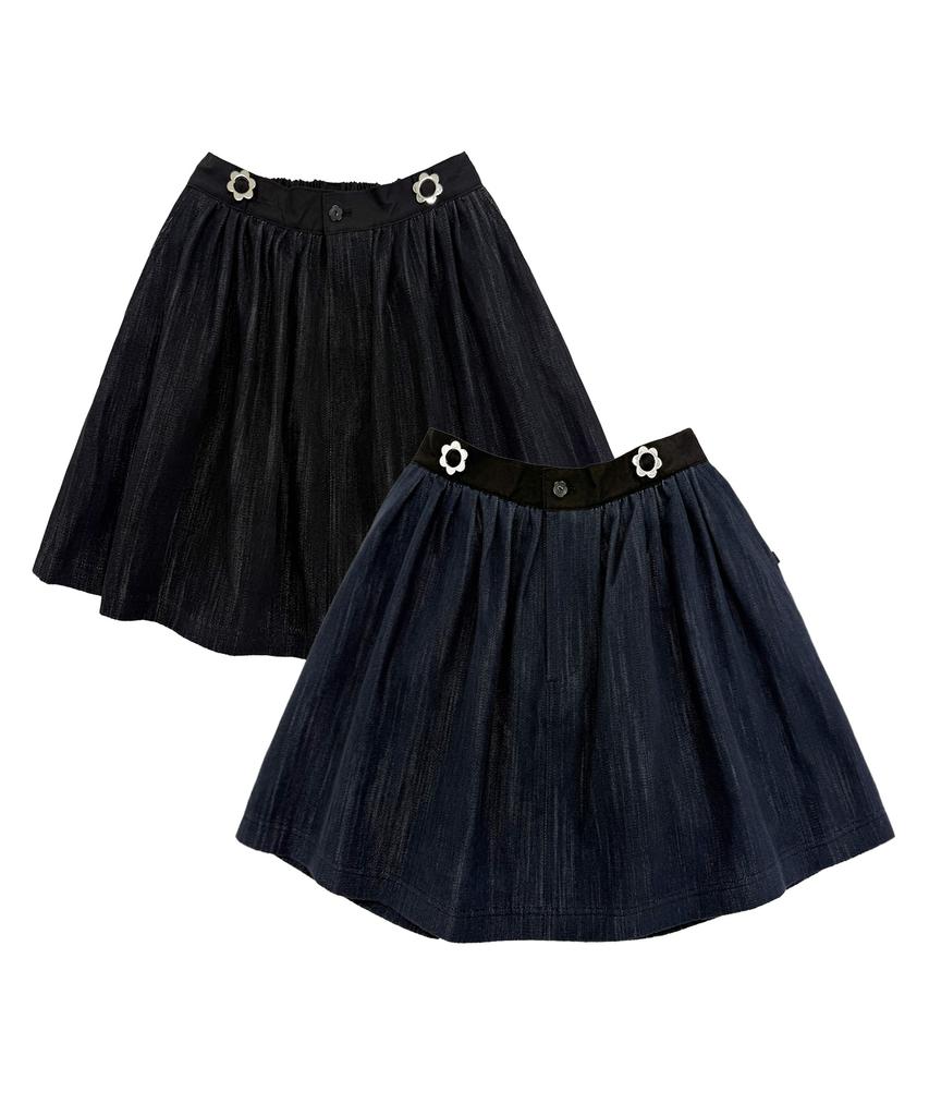Plasma Sphere Bijou A-Line Love Peach Flare Denim Skirt_2 Colors