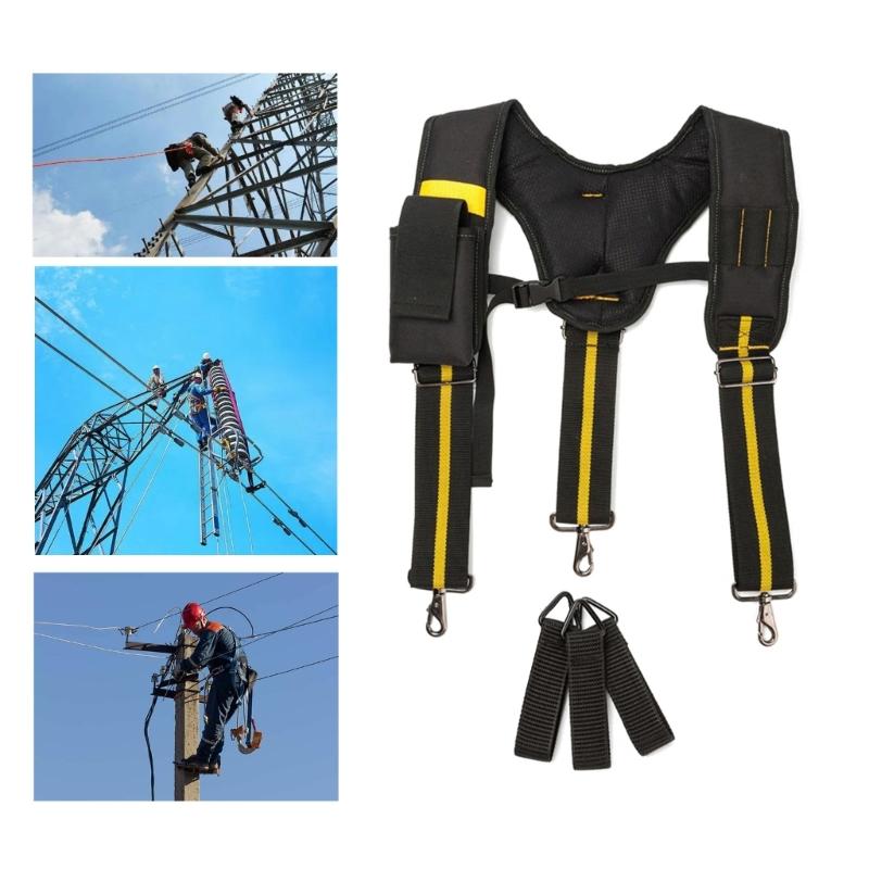 Tool Belt Suspenders Padded Carpenter Electrician Work Suspender with Attachment Loops for Men Women Electrician