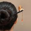 Chinese Style Cat Fishing Hair Stick Tassel Hanfu Hairpin Retro Wooden Hair Stick  Girl