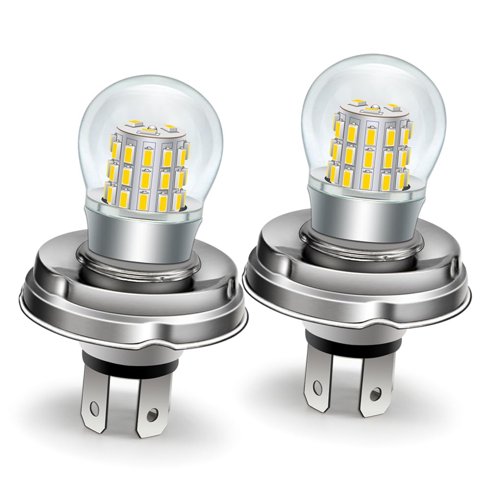 Ruiandsion P45T H5 R2 LED Motorcycle Light Bulb Warm White P45T 2PCS белый