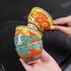 Handmade 999 Sterling Silver Dragon & Phoenix Enamel Tea Cup Gift Set - Gongfu Court Style