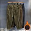 Herren Winter Retro Cordhose Lässig mit Fleece Futter, Bündchen, Elastischer Bund, Locker Geschnitten Arbeitskleidung Hose, Herbst Einzelstück Hose