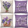 Pastoral Plants and Flowers Pillowcases Lavender Daisy Printed Linen Pillows Home Office