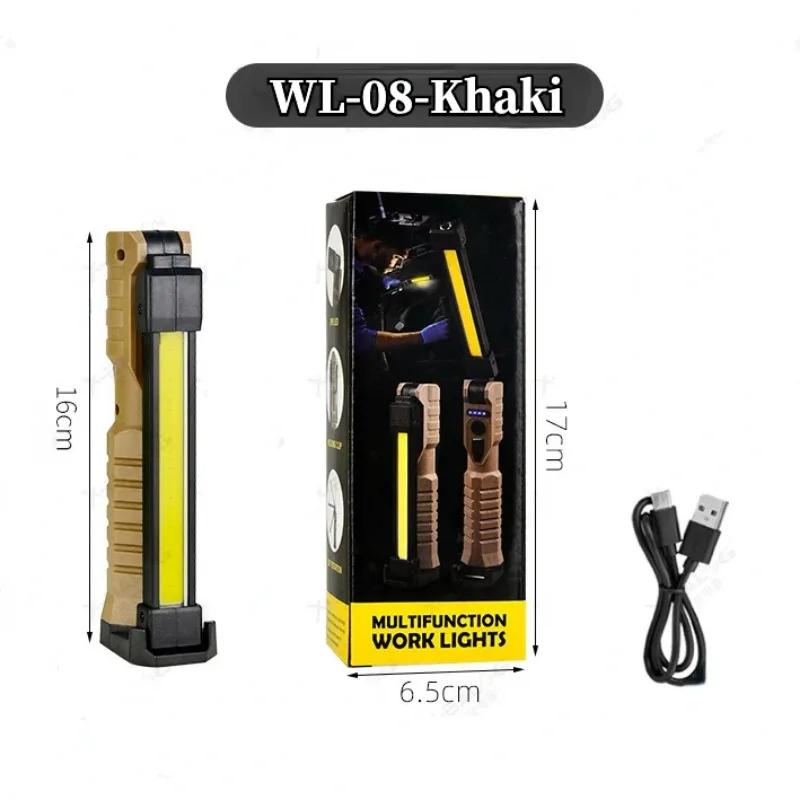USB Rechargeable LED Work Light 1000 Lumens COB Lantern with Power Capacity Indicator Handled Flashlight for Outdoor Car Repair
