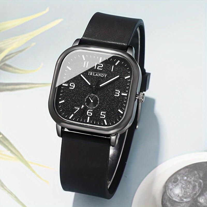 Men's Fashion Quartz Watch with A Square Dial and Silicone Strap, An Ideal Gift Suitable for Both Business and Leisure Occasions
