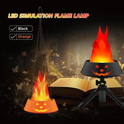 Luz de Llama de Halloween Lámpara de Calabaza de Llama LED con Soporte de Trípode para Decoración de Halloween Interior Exterior