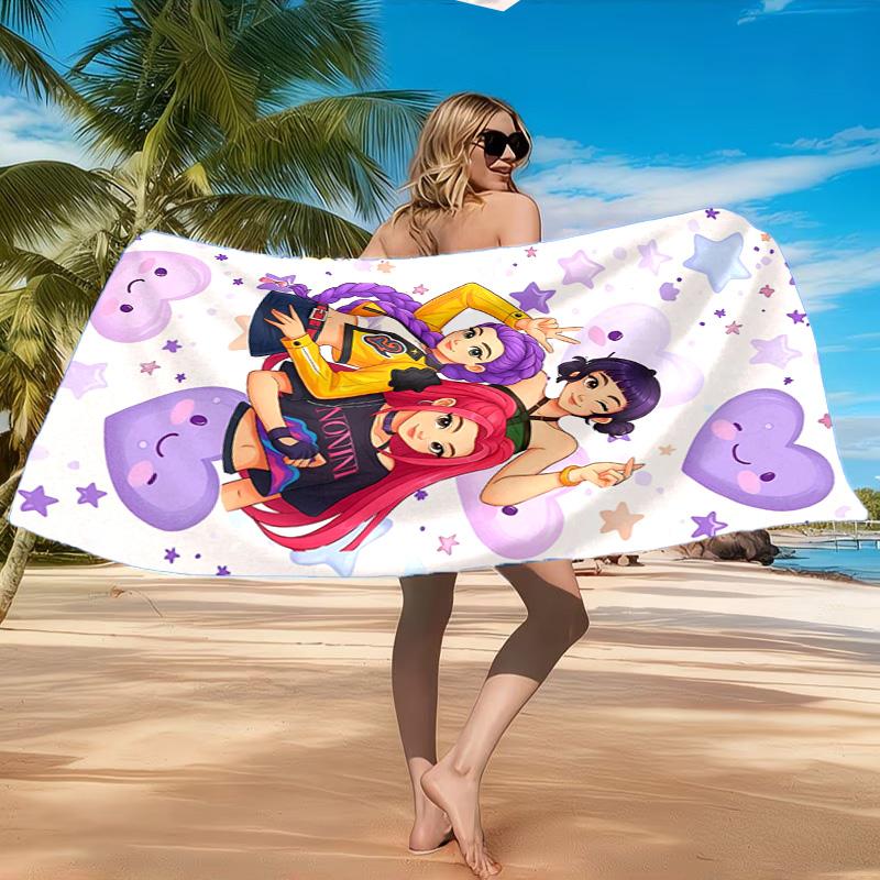 K-pop Heroes In Action Beach Towel, Quick-drying, Easy to Care for, Suitable for Both Fitness and Beach Vacations,Sports Essential