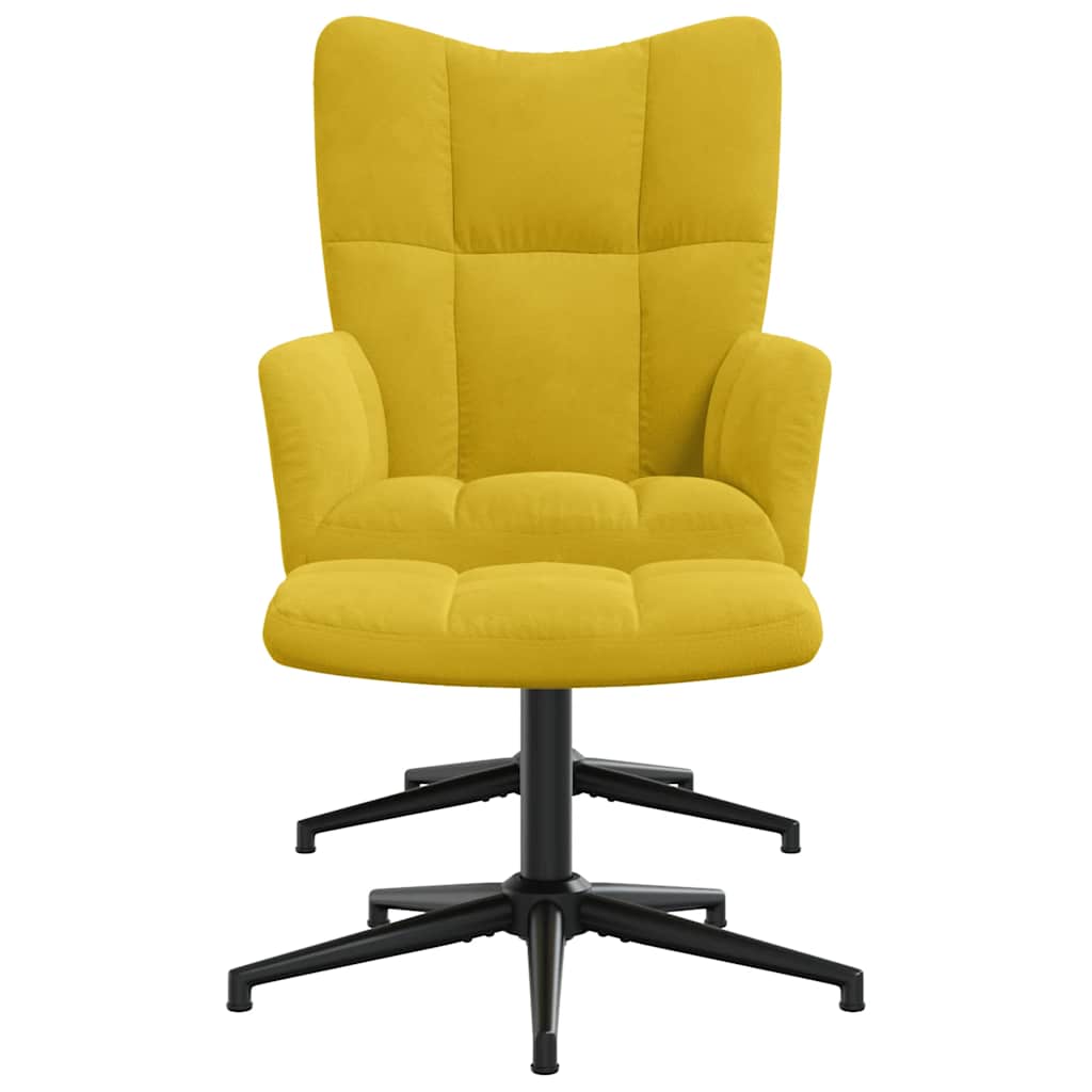 Vidaxl Armchair with Footstool, Mustard, Upholstered In Velvet