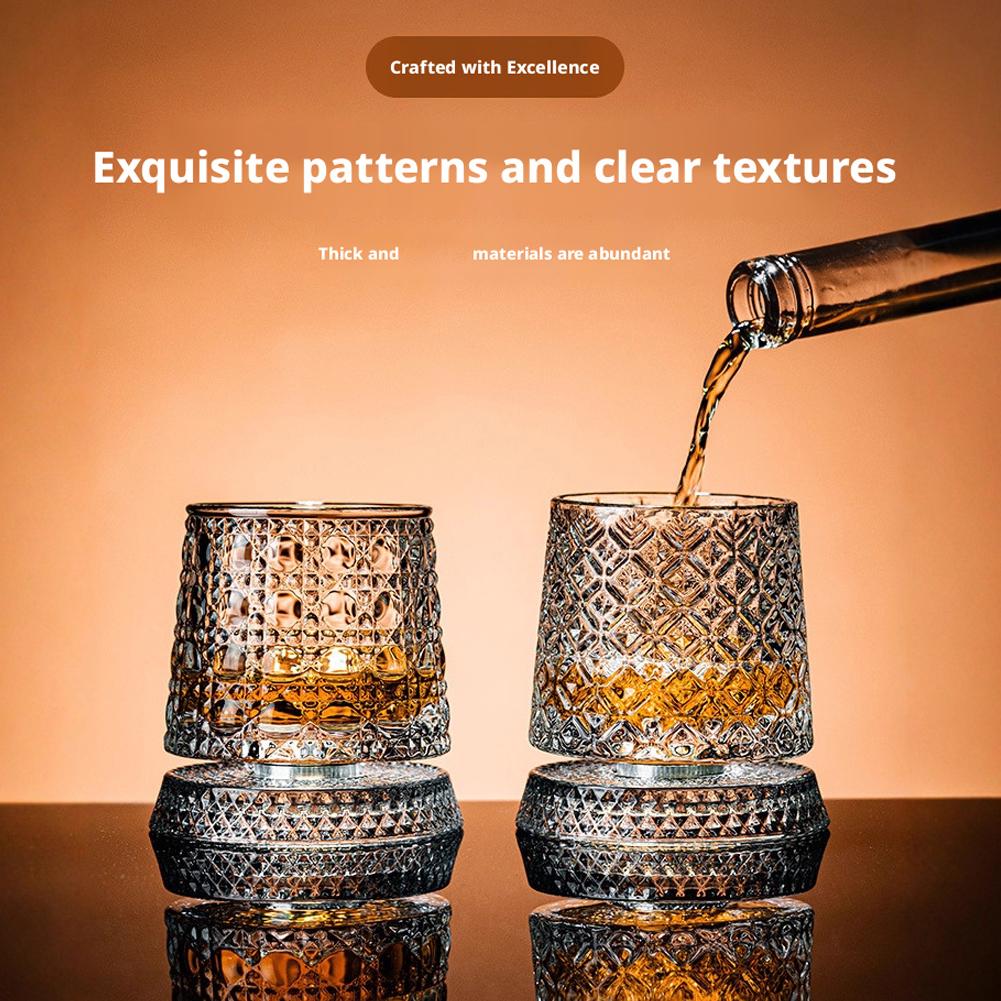 2 Stück Hohe Transparenz Kristall Drehbar Glasbecher, Lustiger Dekompressions Drehbarer Becher Mit Glasboden 360° Drehbar Whiskeyglas