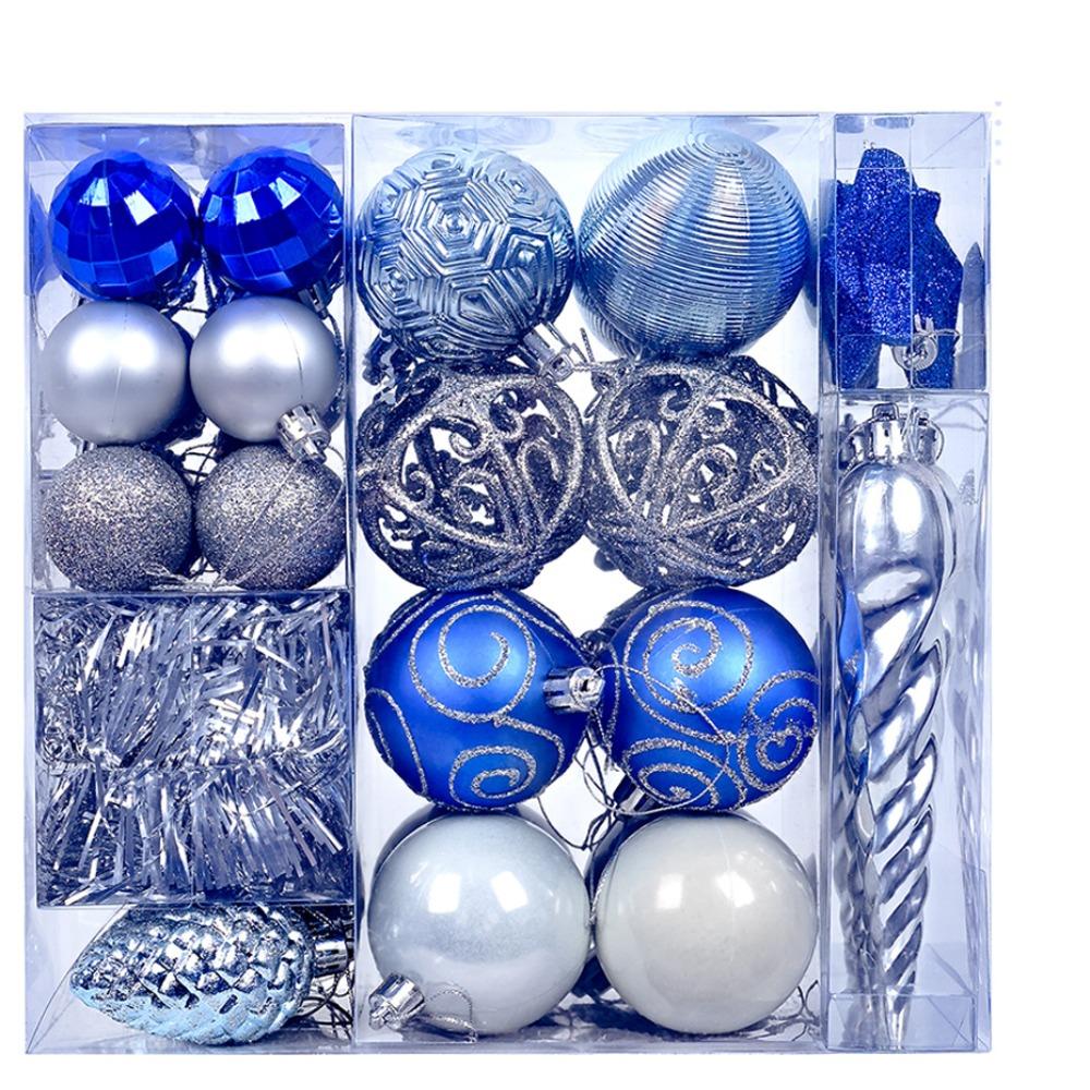 44pcs Shatterproof Electroplated Hanging Balls Christmas Tree Ornaments New Year Decoration