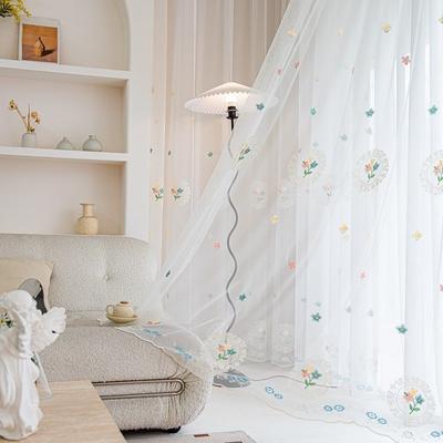 Nouveaux Rideaux en Fil Brodé Simples Luxe Léger Salon Balcon Baie Vitrée Cloison Rideau de Gaze Blanc