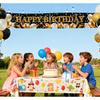 Black & Gold Glitter Birthday Banner - Elegant Balloon & Star Design with Sparkling Text, Premium Party Decor for Indoor/Outdoor Celebrations