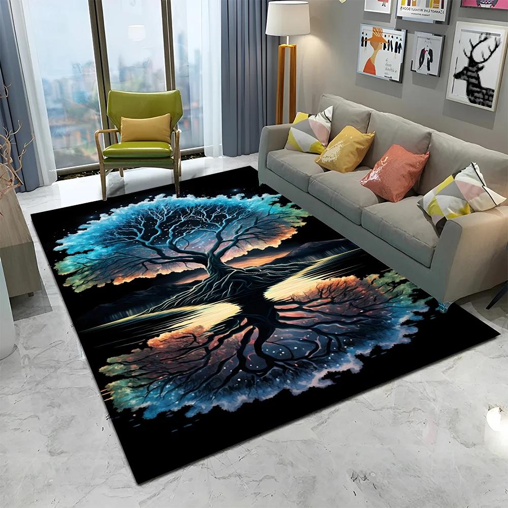 Viking Noorse Yggdrasil Levensboom Tapijt Vloerkleed voor Huis Woonkamer Slaapkamer Bank Deurmat Decoratie, Kinderkamer Vloerkleed Antislip Vloermat