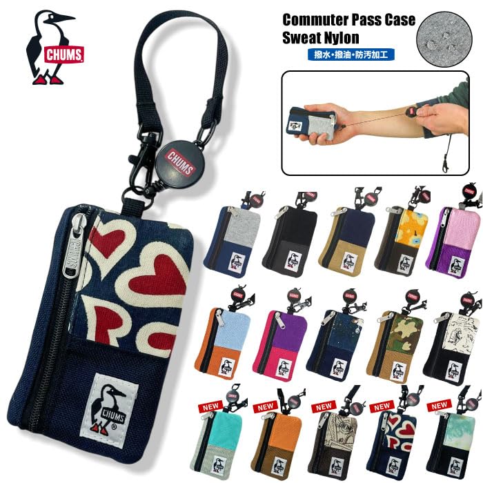 CHUMS Commuter Pass Sweat Nylon Card Dusty Case, Case, CH60-3619 (R137 Pink/Indigo)