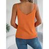 HNXC Spring Summer V-neck Hollowed-out Metal Buckle Halter Knitted Sweater for Vacation Women