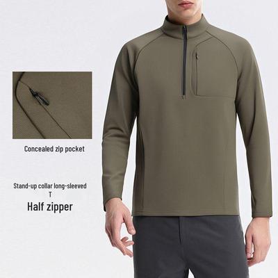 Markenalternative Herren Schnelltrocknendes Halb-Zip Sweatshirt: Herbst/Winter Outdoor Wandern, Fitness & Freizeitbekleidung