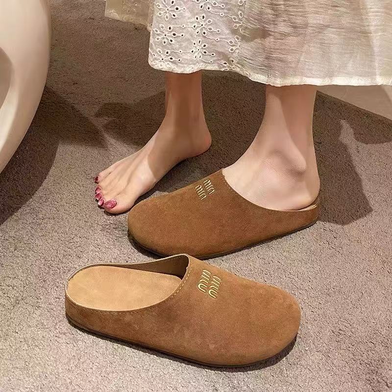 New women's shoes half slippers one-pedal slippers bag head slippers versatile casual thick-soled women's slippers