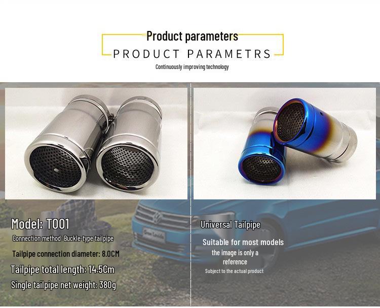 Stainless Steel Titanium Black Tailpipe for Tiguan, A1A3, CC, A6L, Wrangler, CX3, CX4, CX5, and Yihu.