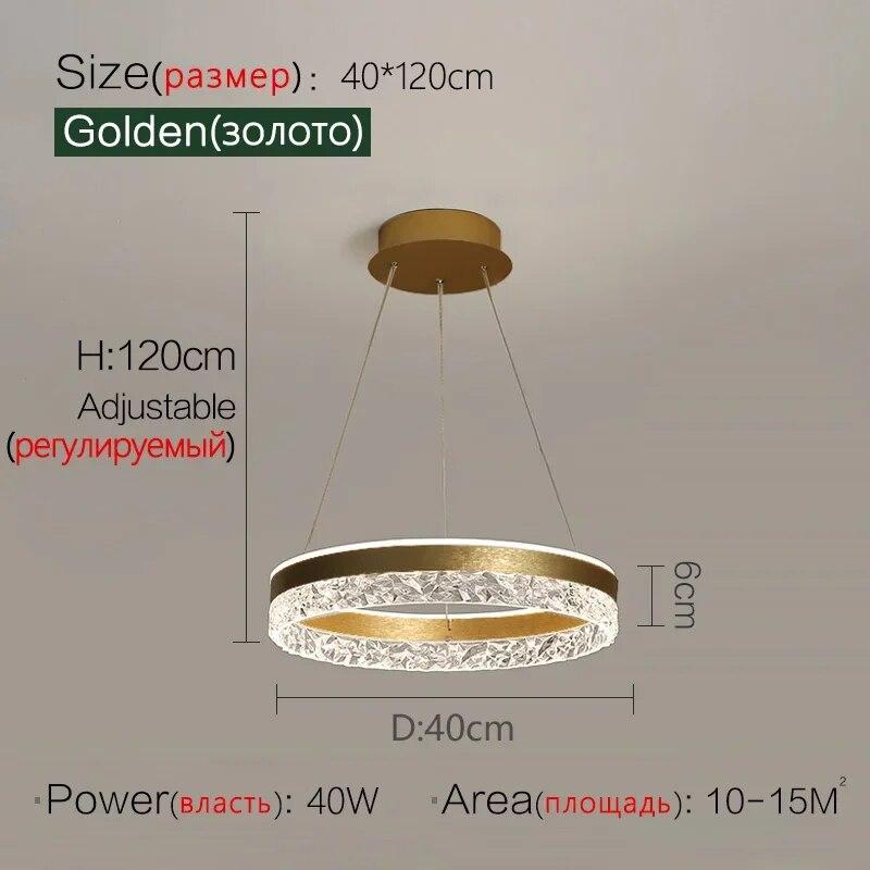 Modern Minimalist Ring Led Pendant Lights Dimmable for Table Dining Living Room Bedroom Chandelier Decor Indoor