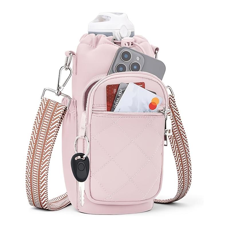 Crossbody Insulated Water Bottle Bag Adjustable Shoulder Strap Fit 40oz Drink Container Gym Daily Carry Gift Ladies Young Girls