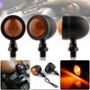 Motorcycle Bullet Turn Signal Cannonball Type Harley Yamaha Honda Old Car American 4 Piece Set (Matte Black)
