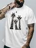 Three Giraffes Wearing Sunglasses Graphic Unisexs Crew Neck T Shirt Wild Animal Print Short Sleeve Casual Cotton Daily Tops