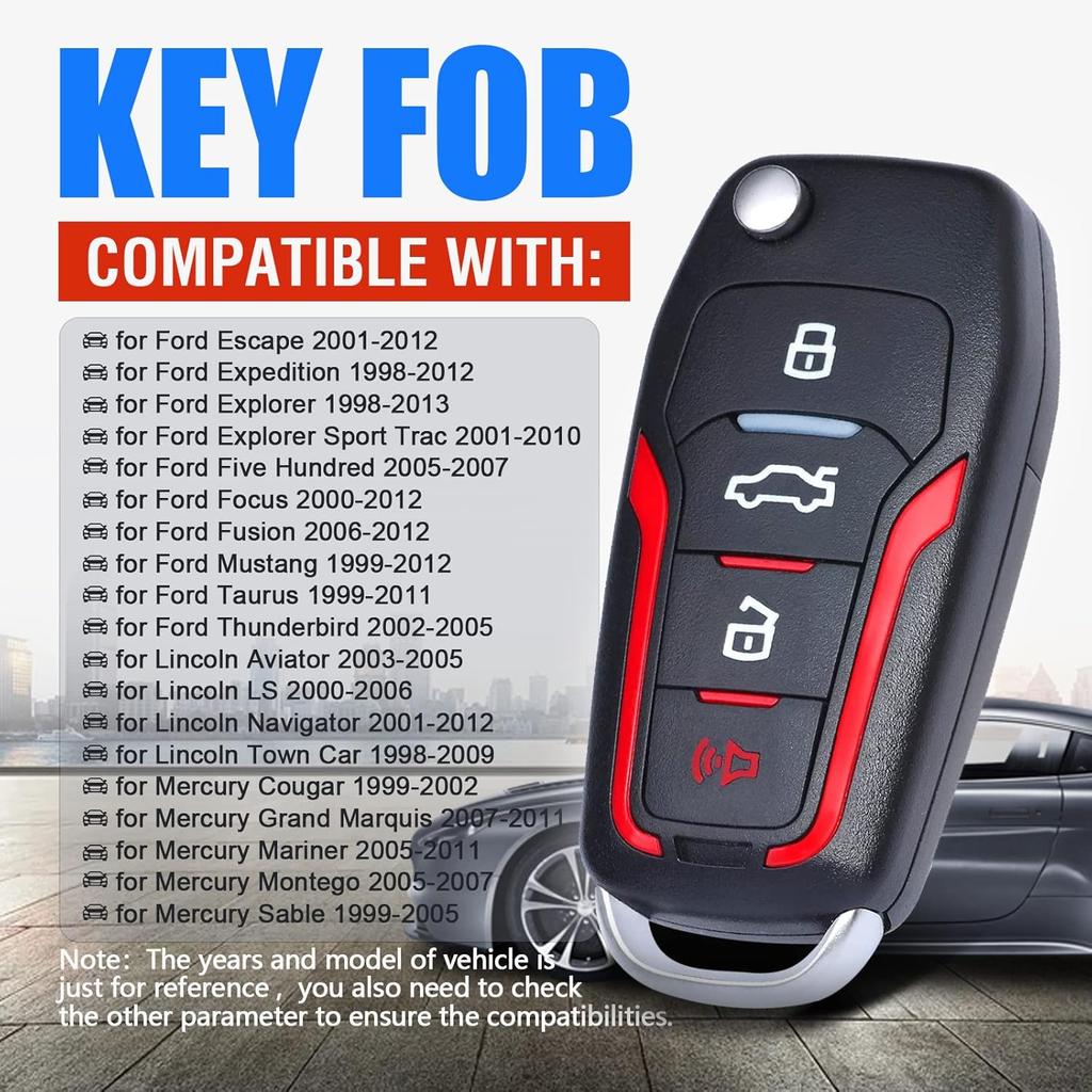 keyless Entry Replacement Car Key Fob Remote Transmitter 4D63 for Ford, Lincoln, Mercury CWTWB1U345