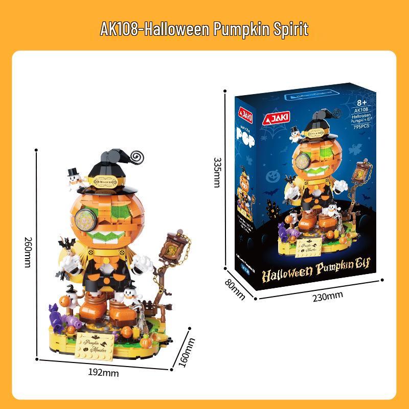 Jiaqi AK108 Halloween Pumpkin Sprite Model Building Blocks for Kids
