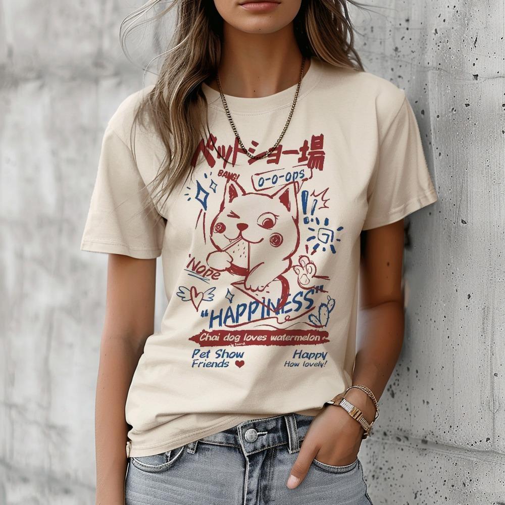 Cute Cat t shirt women manga top girl harajuku graphic 2000s clothing