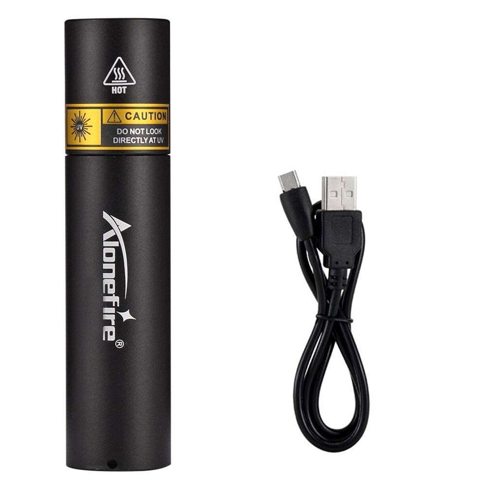 Alonefire SV15 Mini 3W UV Blacklight (365nm wavelength) USB Rechargeable UV LED Light Portable Mini Stain, Mineral, Money, Pet, Urine Detector,