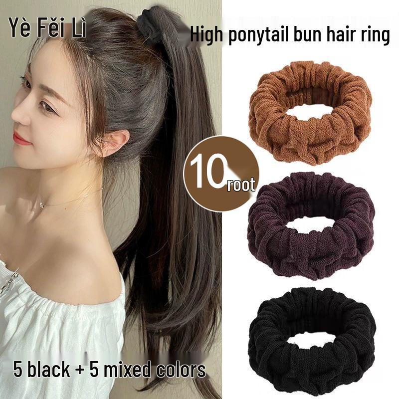 High Elastic Pleated Ponytail Hair Ties 1 Set