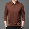 Stylish long-sleeve polo shirt with wood grain design.