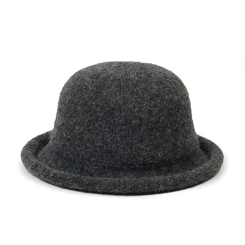 Korean Version of Curled Dome Top Hat, Women's Winter Fashion Straw Hat, Knitted Basin Hat, Japanese Casual Versatile Bucket Hat