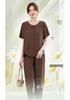 Plus Size Summer Two-Piece Set for Mothers - Loose, Short Sleeve, National Style Fashion for Middle-Aged & Elderly Women