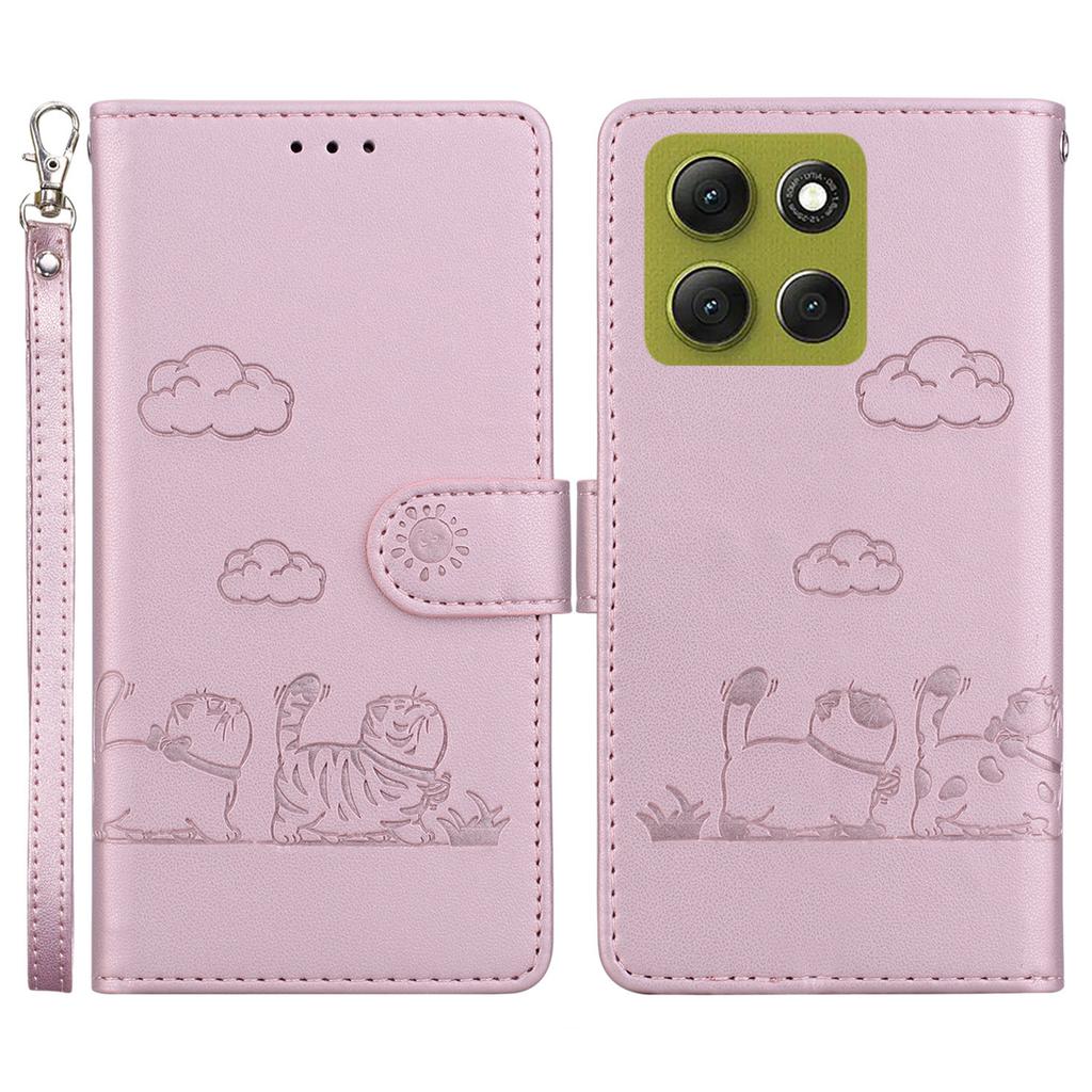For Motorola Moto G86 5G Case RFID Blocking Kitten Pattern TPU+PU Leather Phone Cover with Wrist Strap