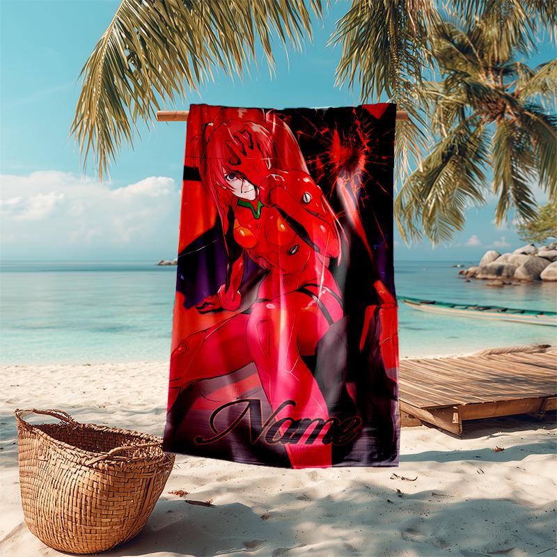 Personalized Customized Proof Beach Towel with Asuka Langley Soryu Pattern - Soft, Absorbent, Quick-drying, Perfect Swimming, Camping&bathing