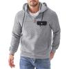 Men's Solid Color Plaid Hooded Sweatshirt Men's Casual Pocket Half Zipper Hooded Sweatshirt