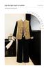 Spring 2026 Jacquard Vest, Long Sleeve Shirt & Wide-Leg Pants Set for Middle-Aged Women