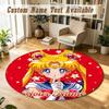 Round Rug Custom NameSailor Moon Pattern Non Slip Carpet Home Floor Decor