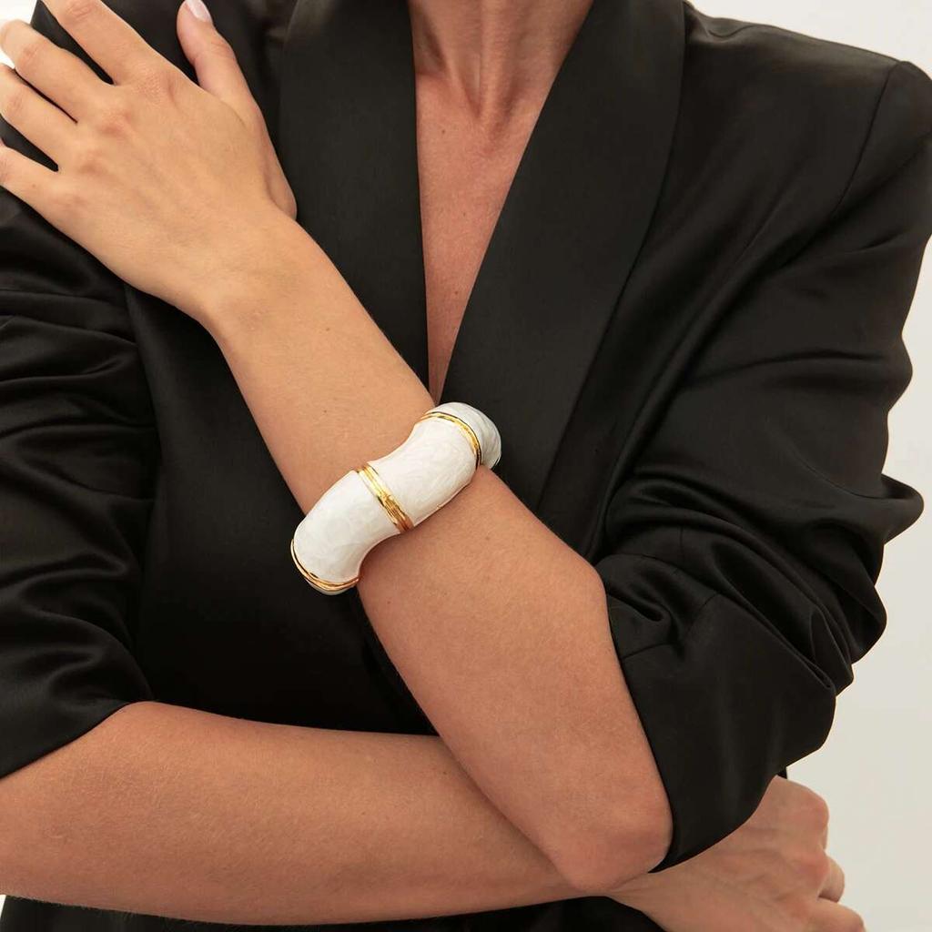 PuRui Creative Open Cuff Wave Enamel Dripping Oil Bracelet Women Vintage Luxury Banquet Bangle Geometric Couple Zircon Gift