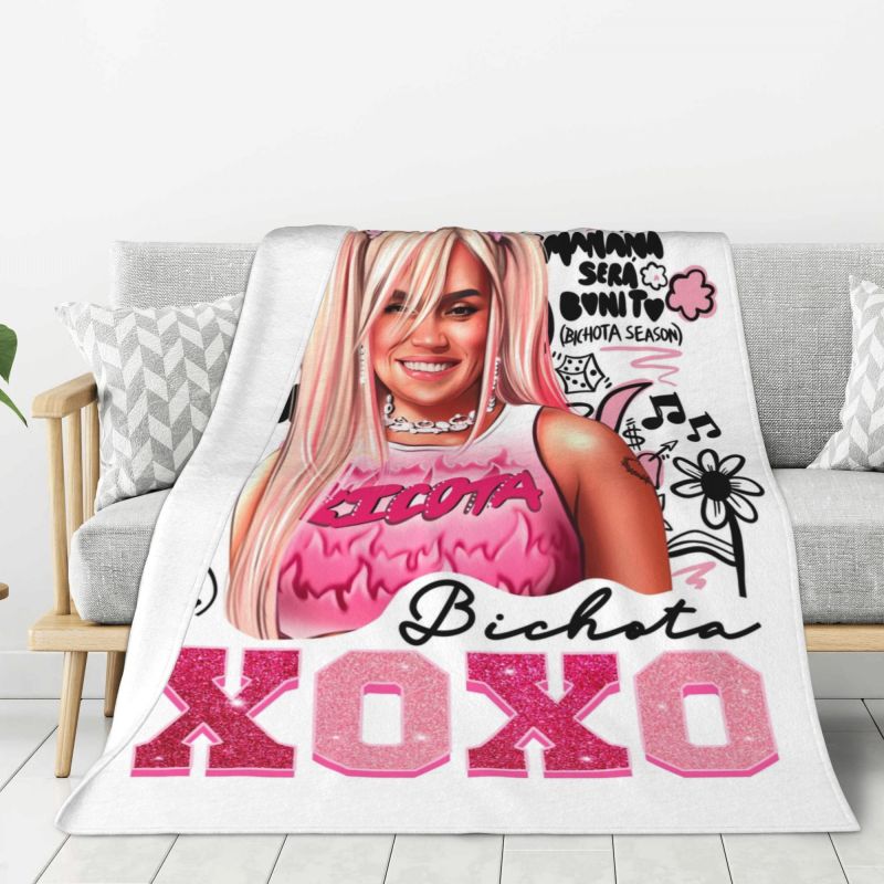 Custom Reggae Ainger Bichota Season Karol G Blankets Warm Flannel Throw Blanket for Bedding Travel Sofa