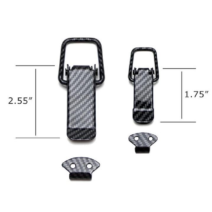 4pc Black Carbon Fiber Finish Bumper/Hood Quick Release Lock Clip/Hasp/Latch