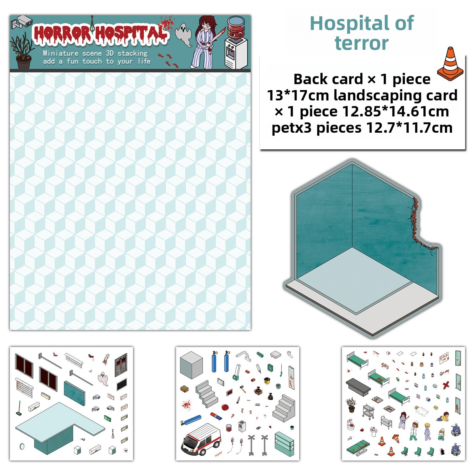 

Микро Хоррор Набор Стикеры на Хэллоуин, Хоррор Больница Миниатюрный Мир Коллаж Сцена Дом Стикеры для Снятия Стресса.