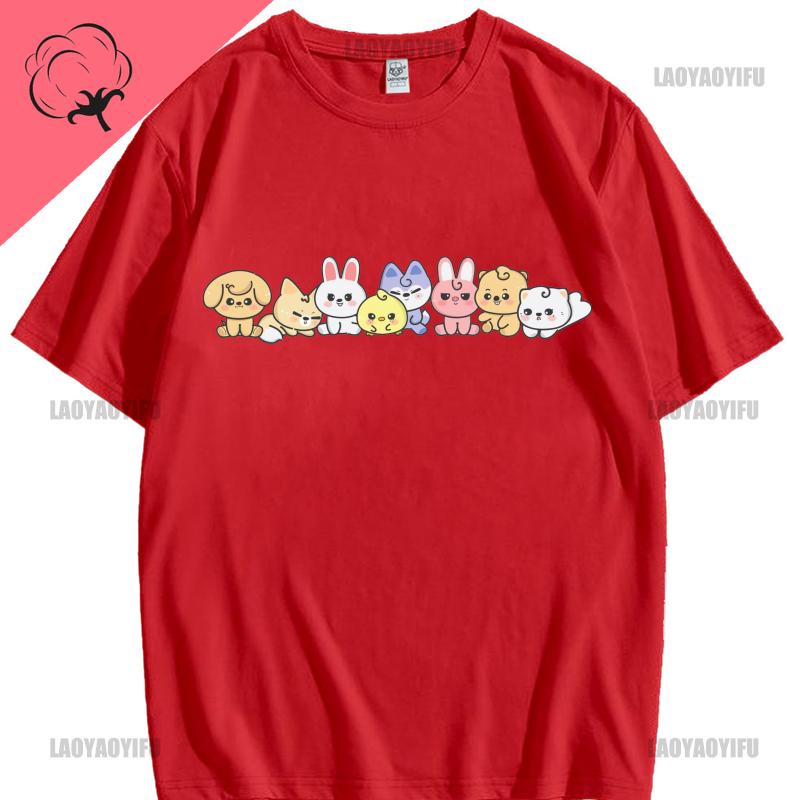 Unisex Retro Streuner Niedliche Kinder Hip Hop T-Shirt Unisex 100% Baumwolle Kurzarm Rundhals Streetwear Mode Kawaii