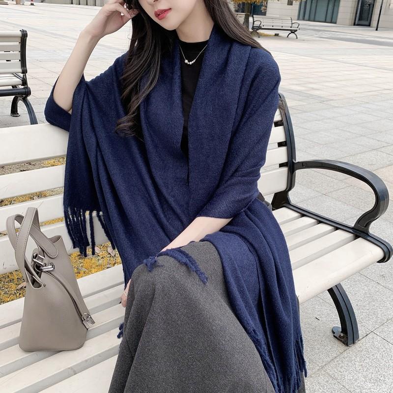 Luxury Faux Mink Scarf Women Men Solid Color Winter Warm Shawl Korean Style Chic Neck Wrap 208x70cm