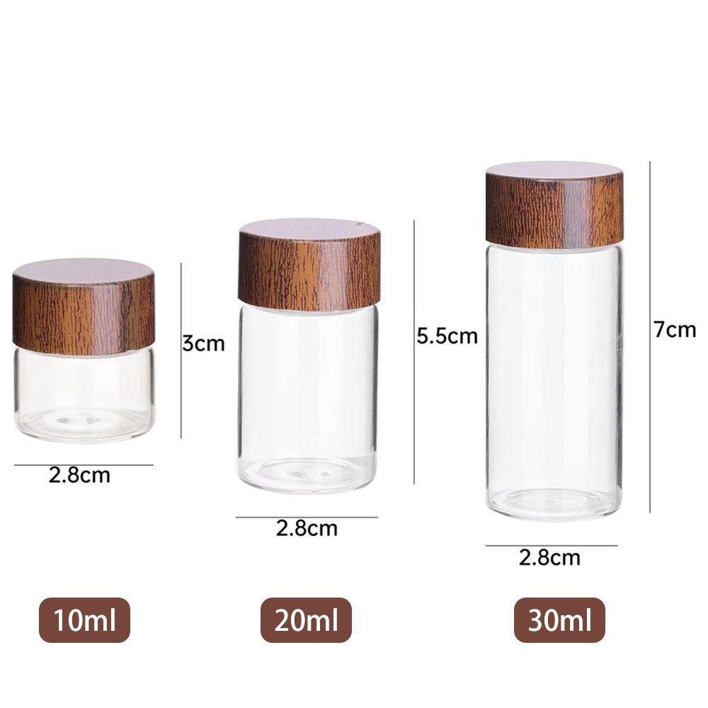 4pcs New 10/20/30ml Glass Bottle Wooden Lids Airtight Canisters Sealed Container Coffee Bean Glass Tube Kitchen